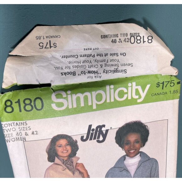Vintage 1977 Simplicity 8180 Jiffy Sewing Pattern For Women Sizes 40 & 42 - Picture 2 of 3